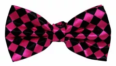 Black Bow Tie with Pink Check